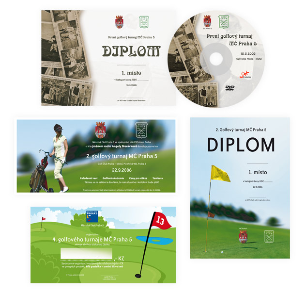 Grafika pozvánek, diplomů apd. pro Golfový turaj MČ Praha 5.